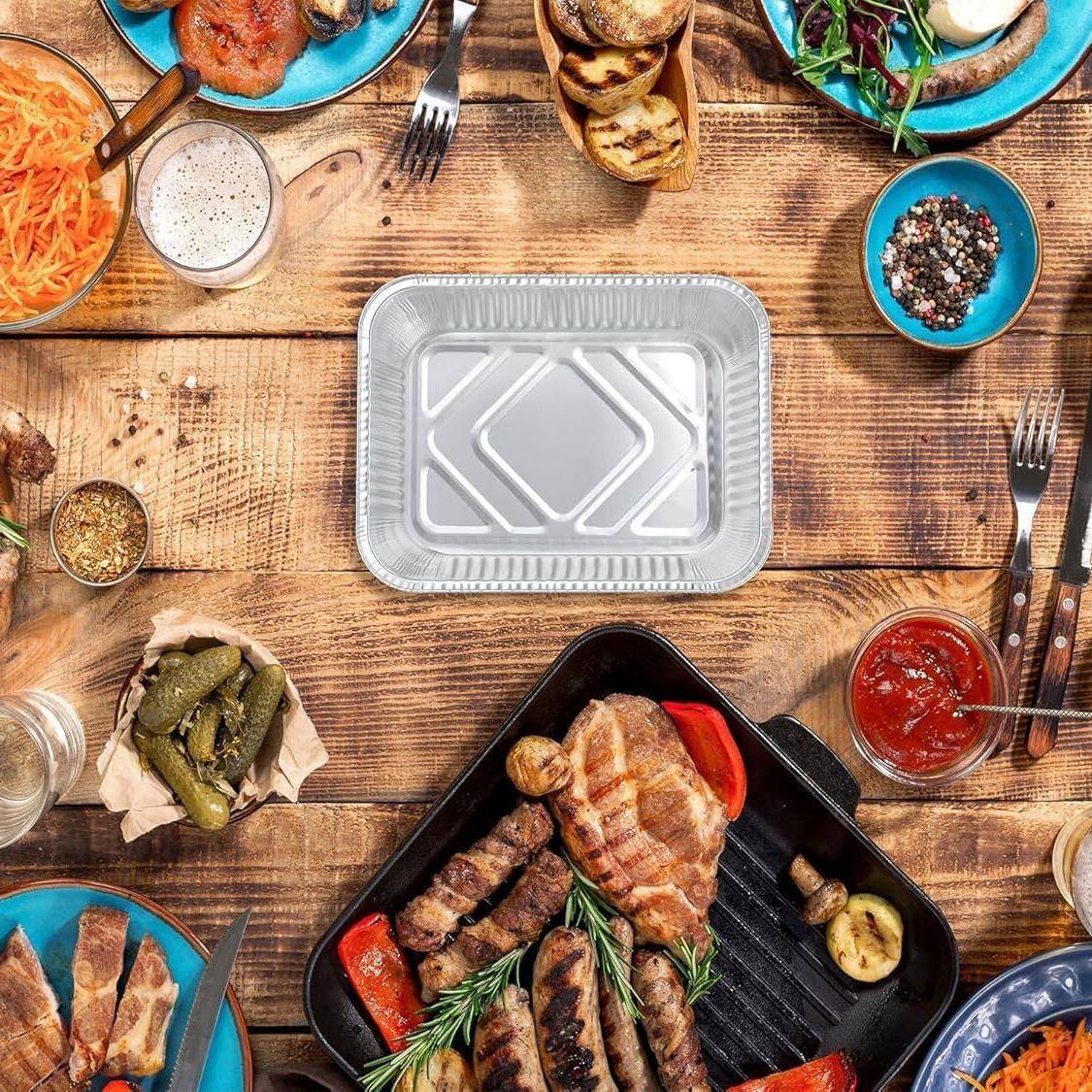 144x Aluminium Disposable Foil Food Container Trays Pans w/ Lids Covers Bulk 22cm*15cm*4.5cm