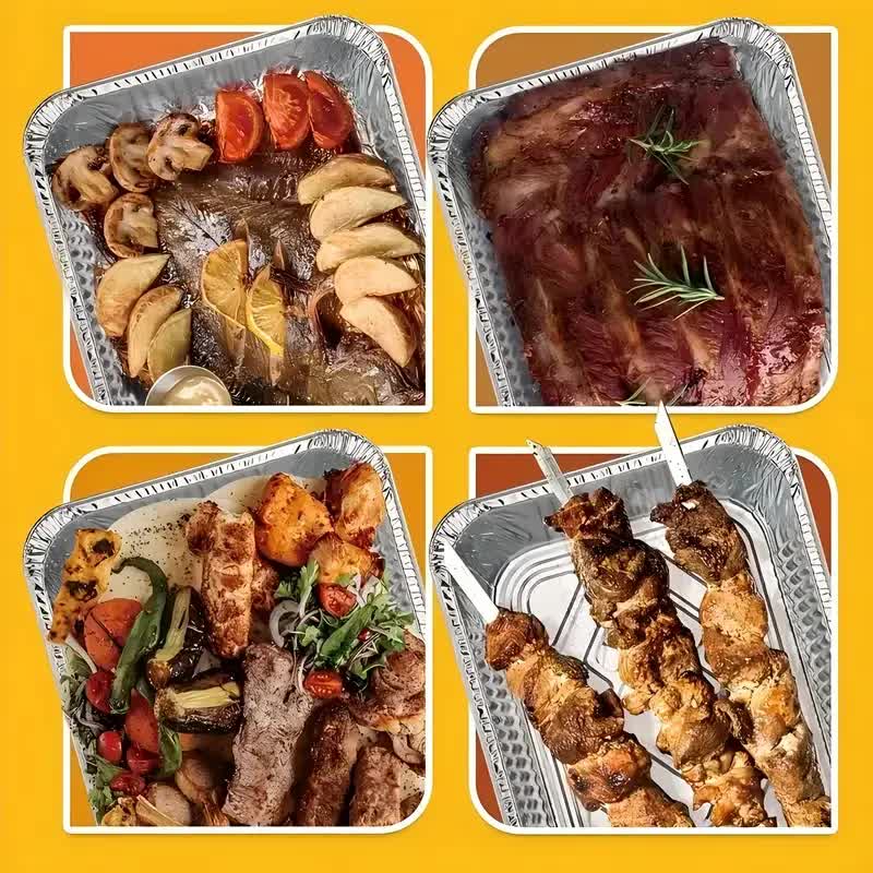 144x Aluminium Disposable Foil Food Container Trays Pans Baking Roast Bulk 32x26x5.5cm