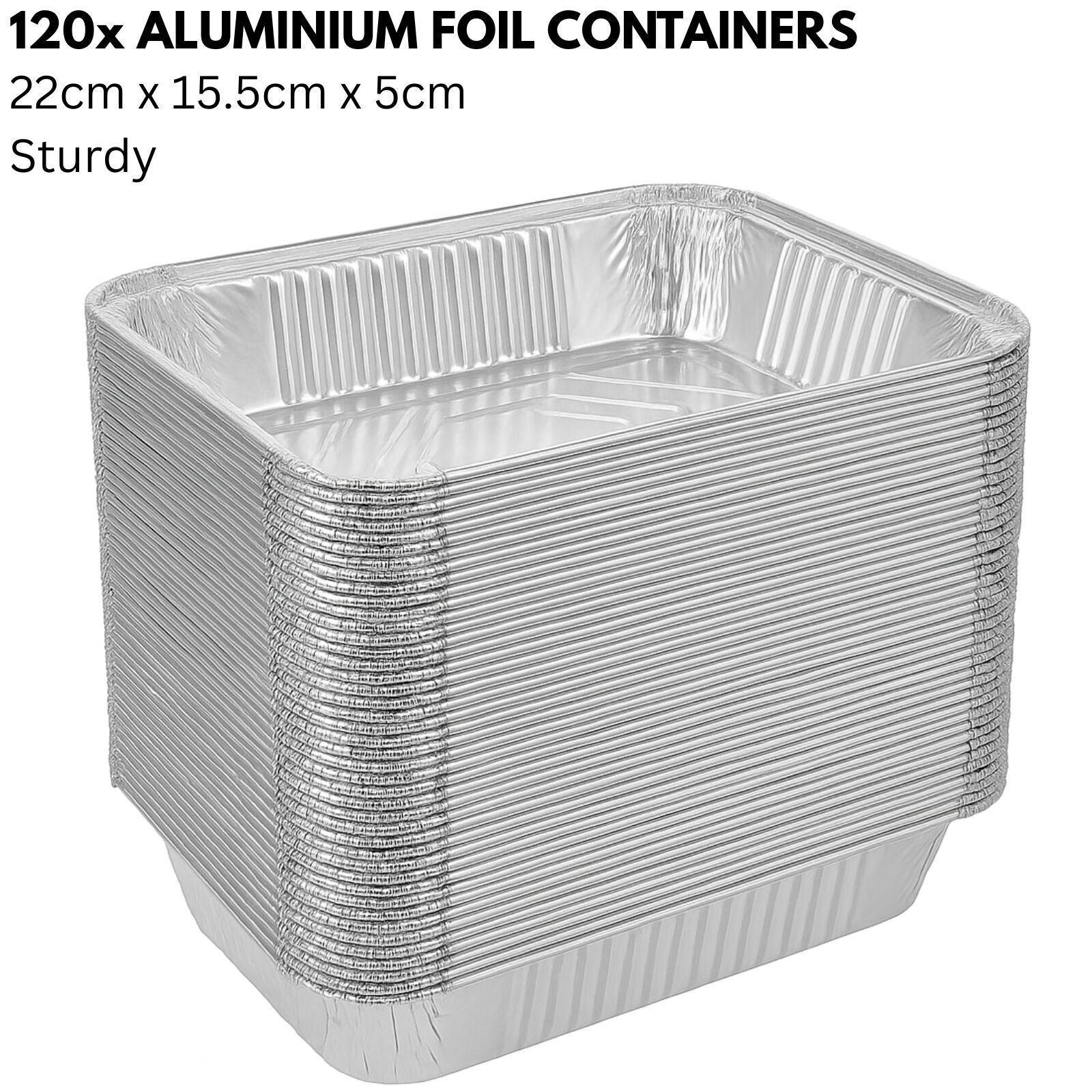 72x Aluminium Disposable Foil Food Container Trays Pans Baking Roast Bulk 45x34x6.5cm