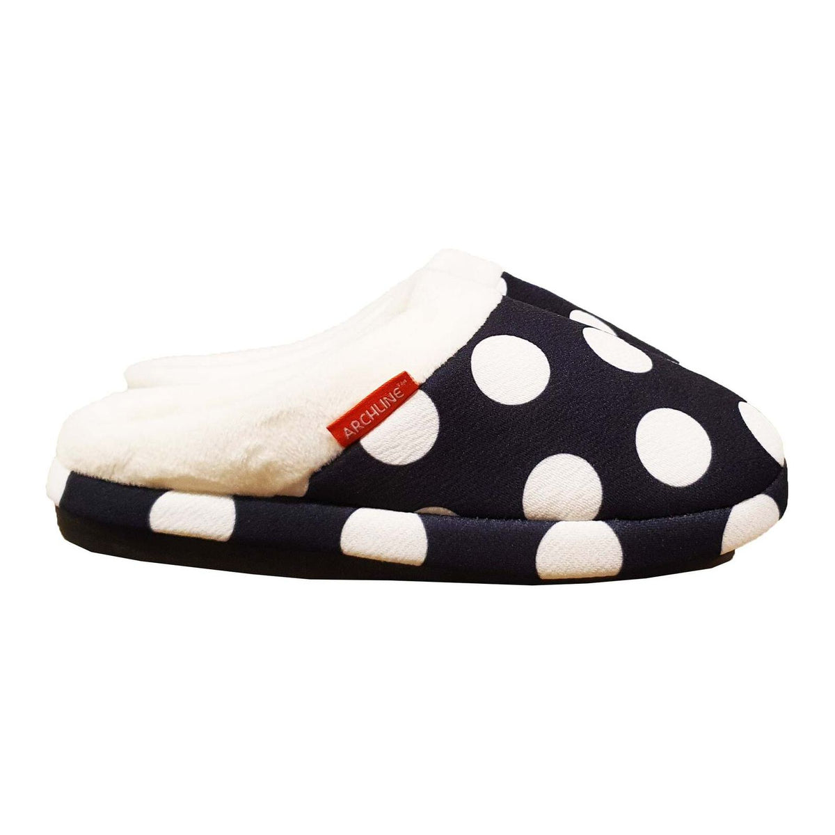 ARCHLINE Orthotic Slippers Slip On Arch Scuffs Pain Relief Moccasins - Polka Dots - EU 35
