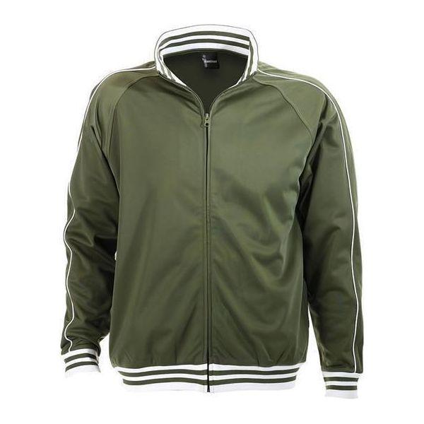 Identitee Mens Varsity Track Suit Top Jacket Jumper Long Sleeve Sunset Urban Casual - Army Green - Medium