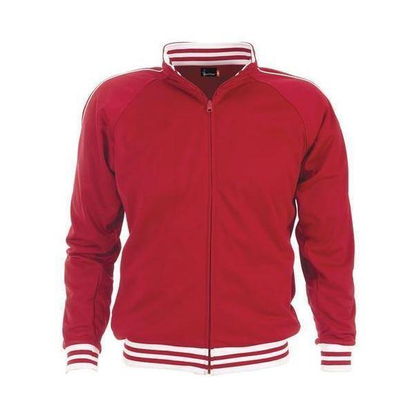 Identitee Mens Varsity Track Suit Top Jacket Jumper Long Sleeve Sunset Urban Casual - Red - XX-Large