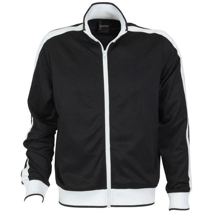 Identitee Mens Varsity Track Top Jacket Tracksuit Warm Winter Jumper Long Sleeve - Black/White - M
