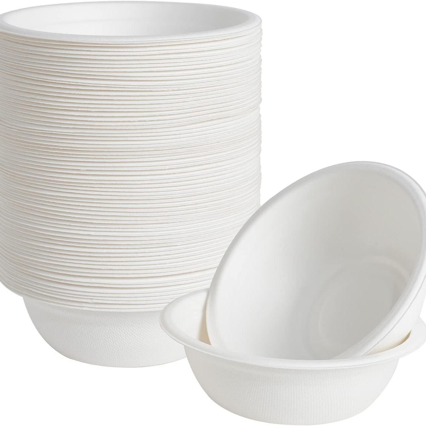 600pcs Disposable Sugarcane Bagasse Round Bowls - 18cm (450ml) - Bulk