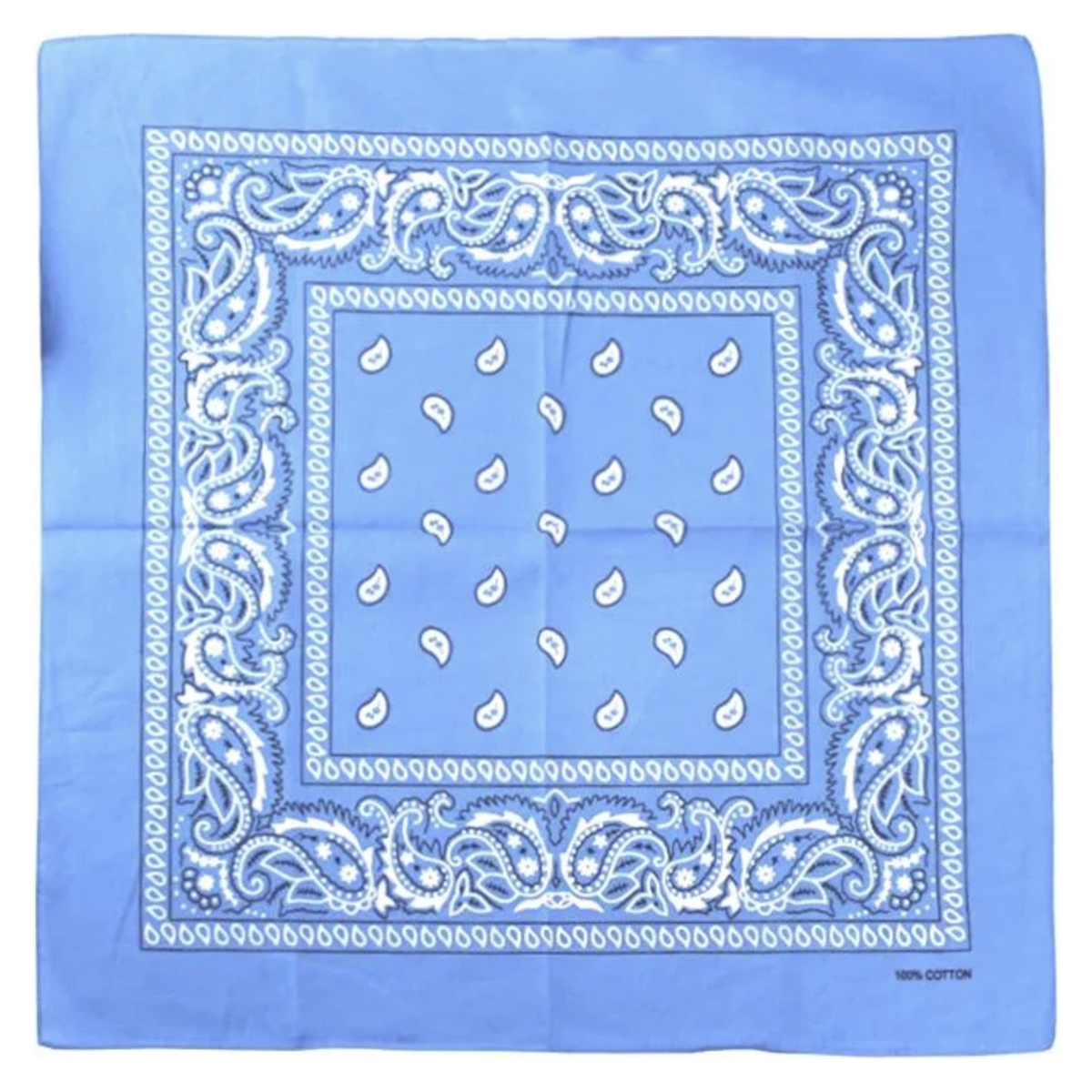 BANDANA Paisley 100% COTTON Head Wrap Durag Bandanna Summer Biker Scarf Mask - Sky Blue