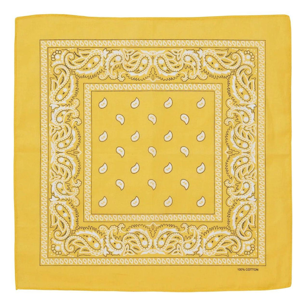 BANDANA Paisley 100% COTTON Head Wrap Durag Bandanna Summer Biker Scarf Mask - Yellow