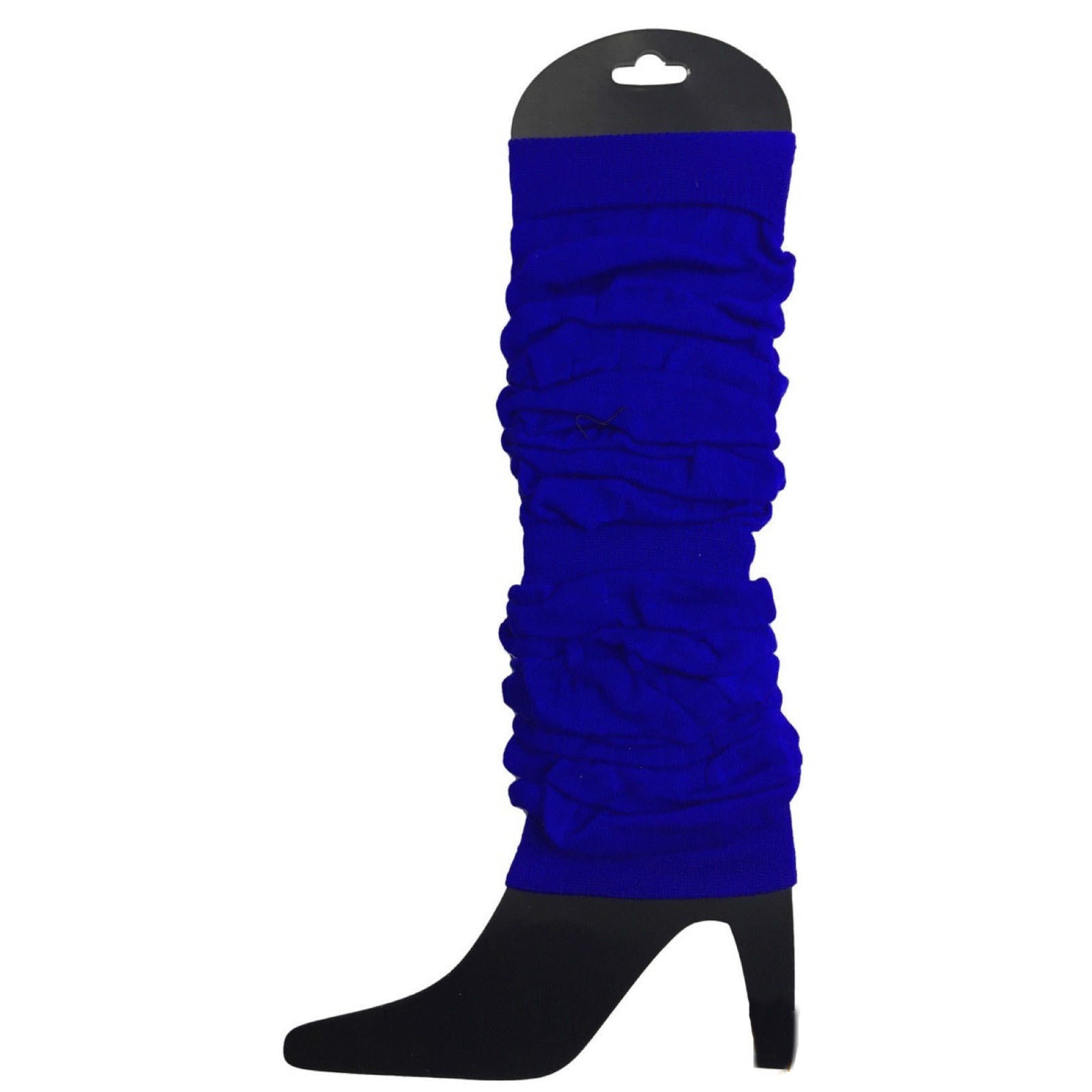 12 LEG WARMERS Knitted Womens Neon Party Knit Ankle Fluro Dance Costume 80s BULK - Royal Blue