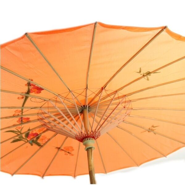 12x PARASOL UMBRELLA Chinese Japanese Bamboo Flower Pattern 80cm Large BULK - Orange