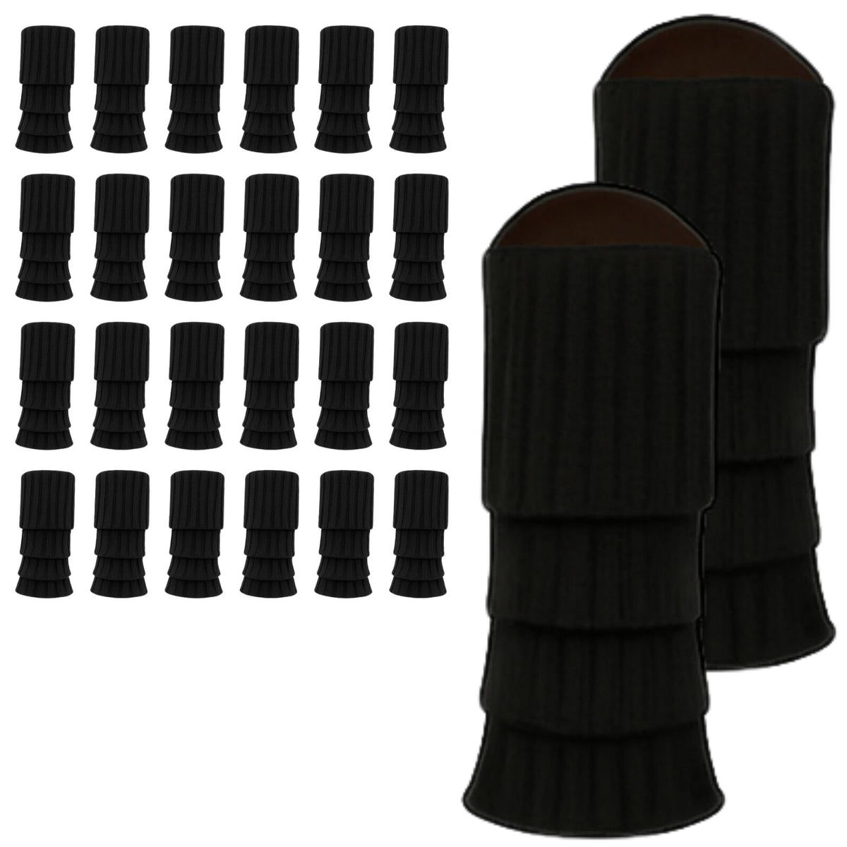 24x Womens Leg Warmers Disco Winter Knit Dance Party Crochet Legging Socks Costume - Black