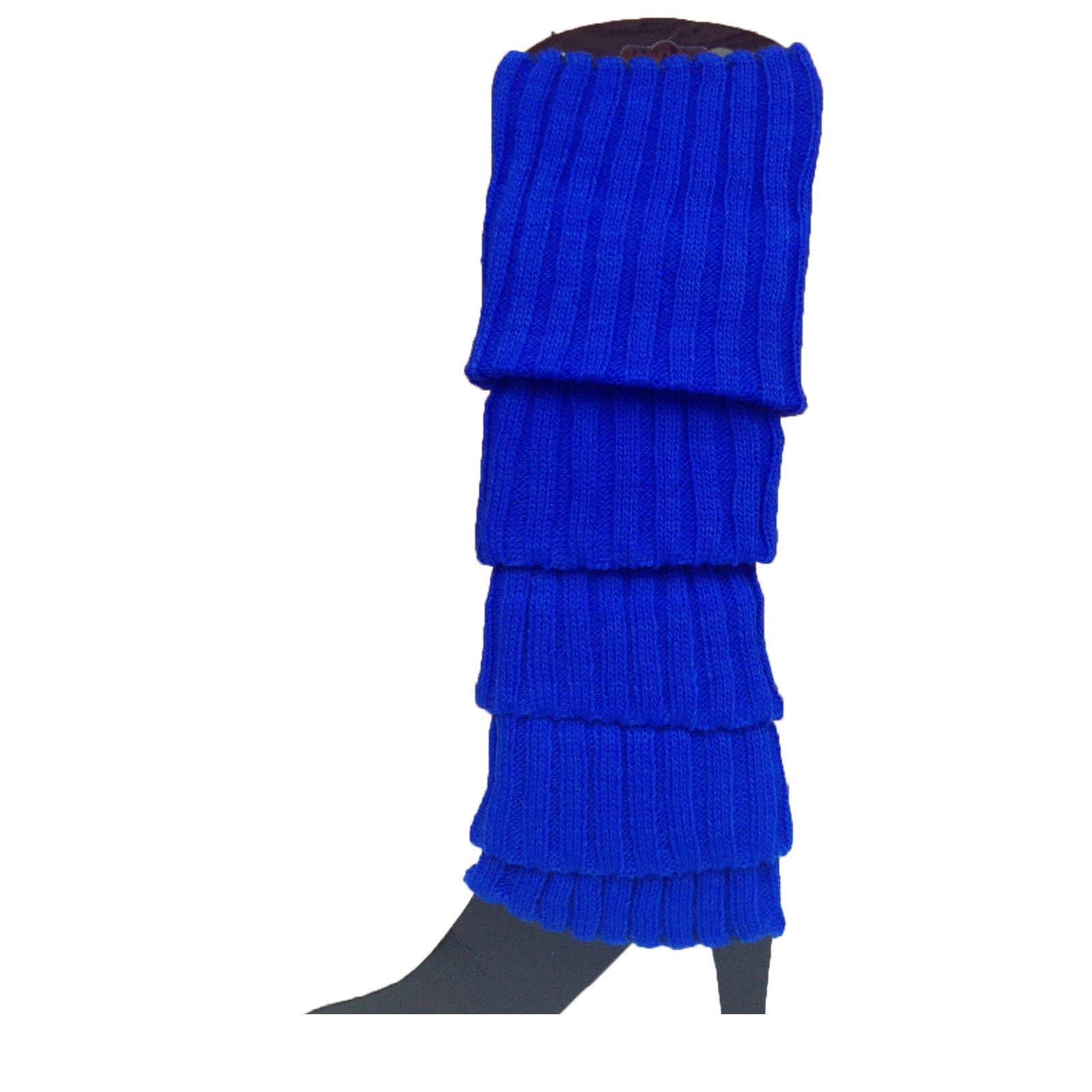 24x Womens Leg Warmers Disco Winter Knit Dance Party Crochet Legging Socks Costume - Blue