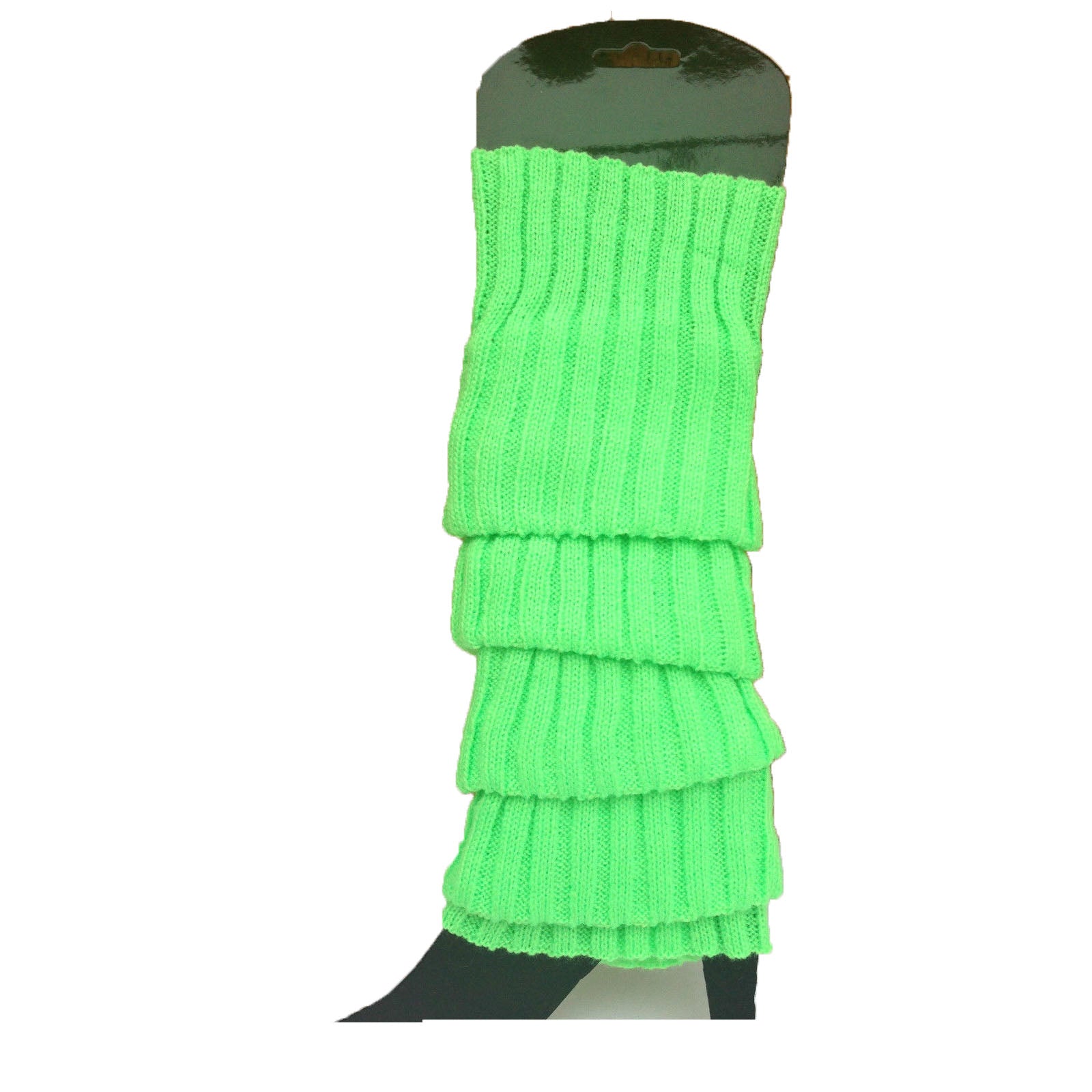 24x Womens Leg Warmers Disco Winter Knit Dance Party Crochet Legging Socks Costume - Fluro Green