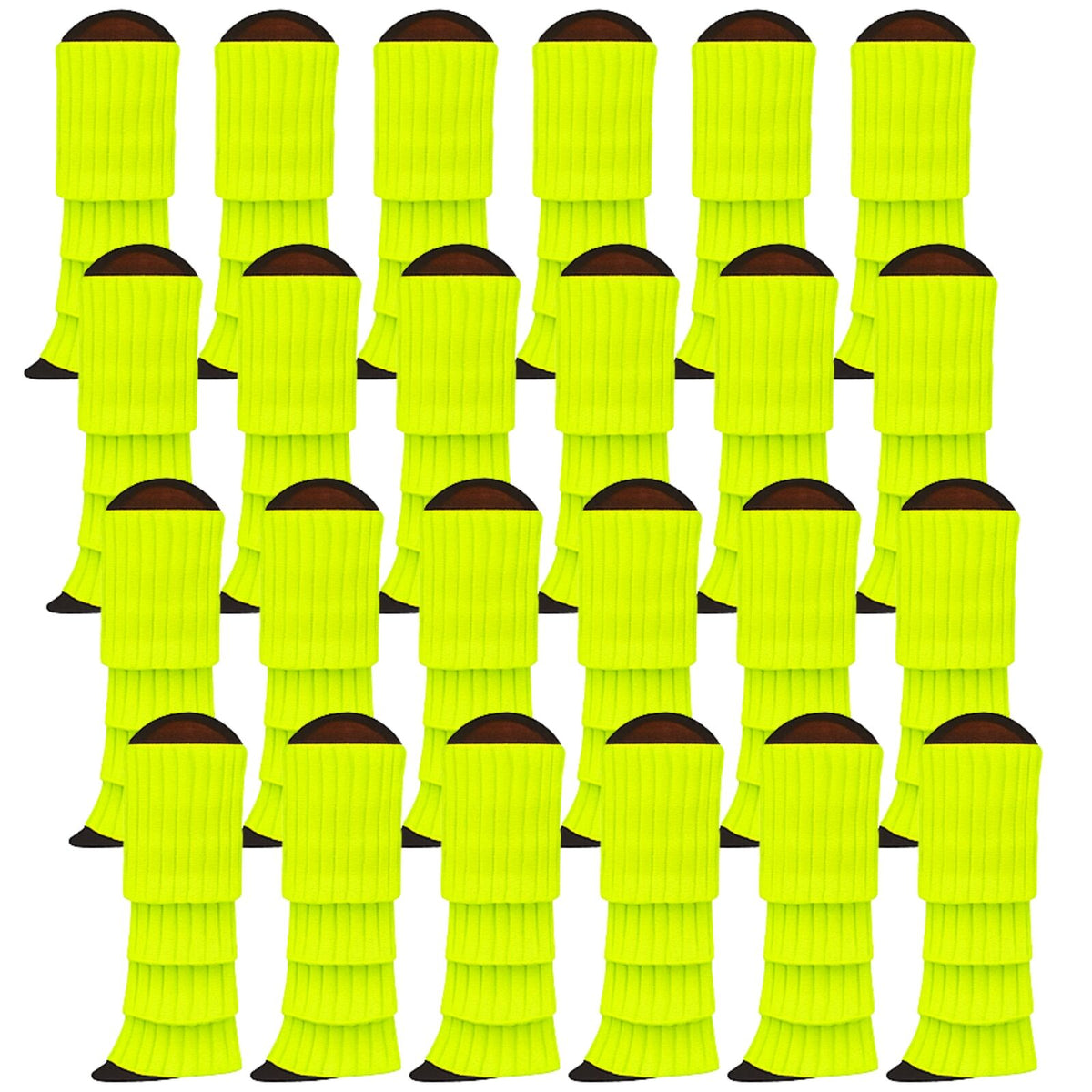 24x Womens Leg Warmers Disco Winter Knit Dance Party Crochet Legging Socks Costume - Fluro Yellow