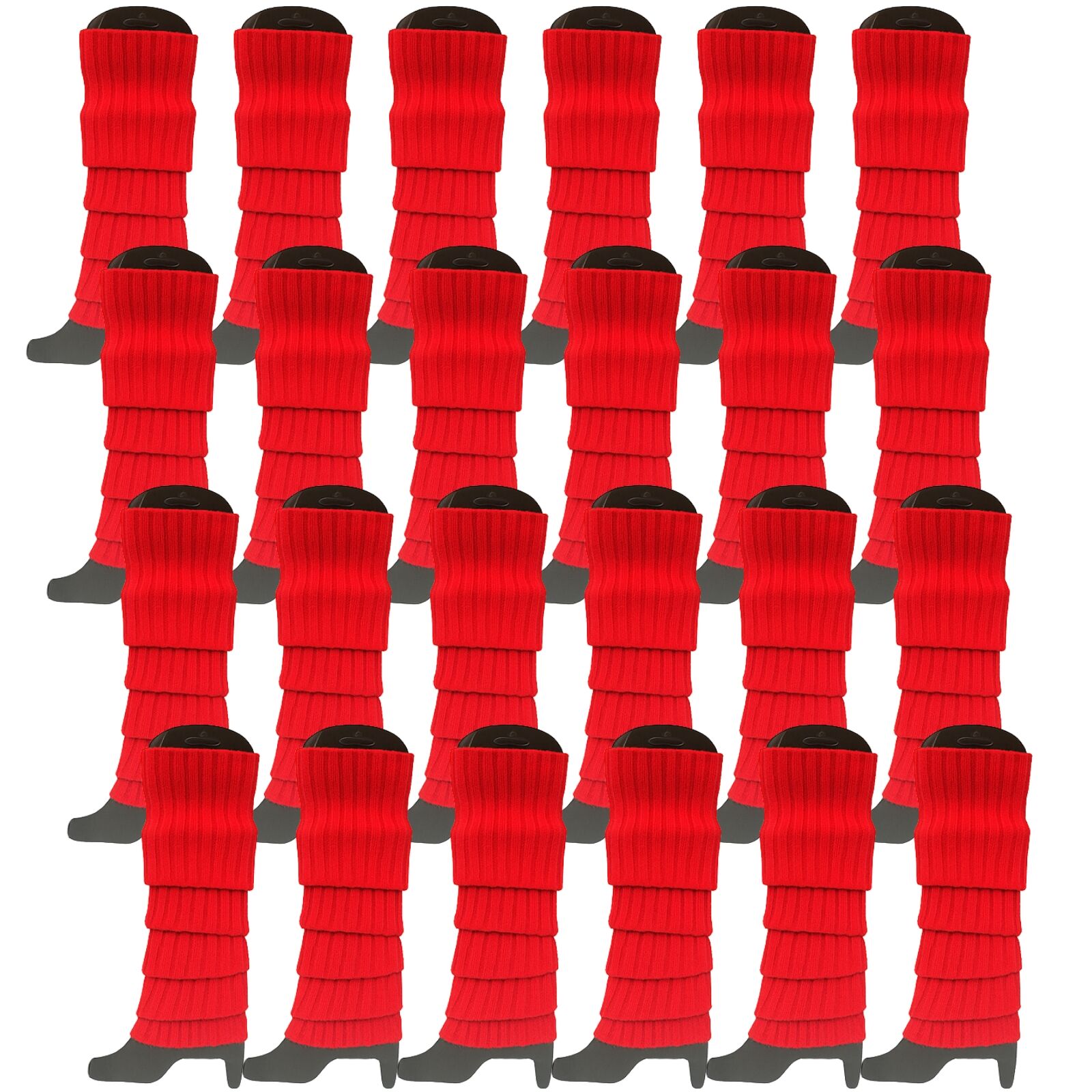 24x Womens Leg Warmers Disco Winter Knit Dance Party Crochet Legging Socks Costume - Red