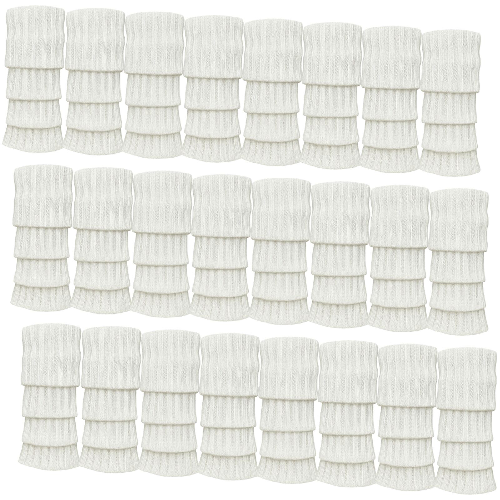 24x Womens Leg Warmers Disco Winter Knit Dance Party Crochet Legging Socks Costume - White