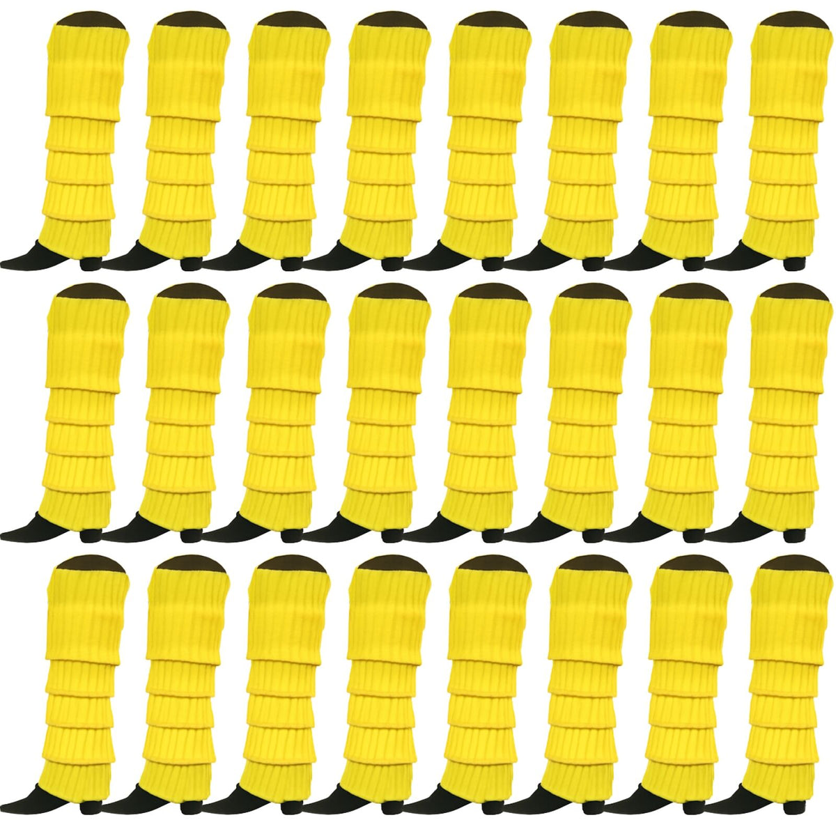 24x Womens Leg Warmers Disco Winter Knit Dance Party Crochet Legging Socks Costume - Yellow