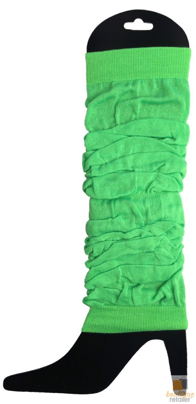 24 LEG WARMERS Knitted Womens Neon Party Knit Ankle Fluro Dance Costume 80s BULK - Fluro Green