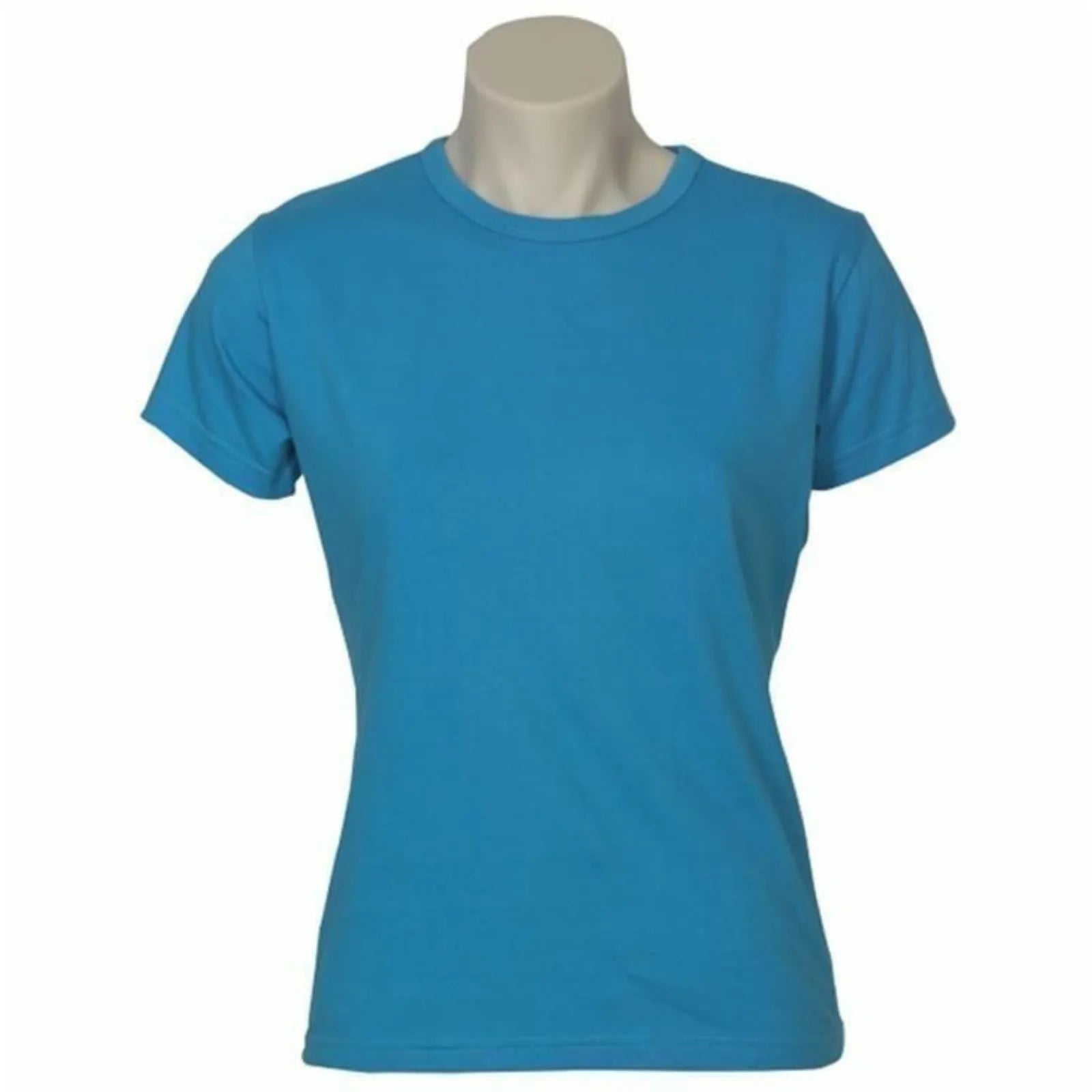 3x Womens 100% Cotton T-Shirt Plain Basic Tee Casual Top in Cyan Blue
