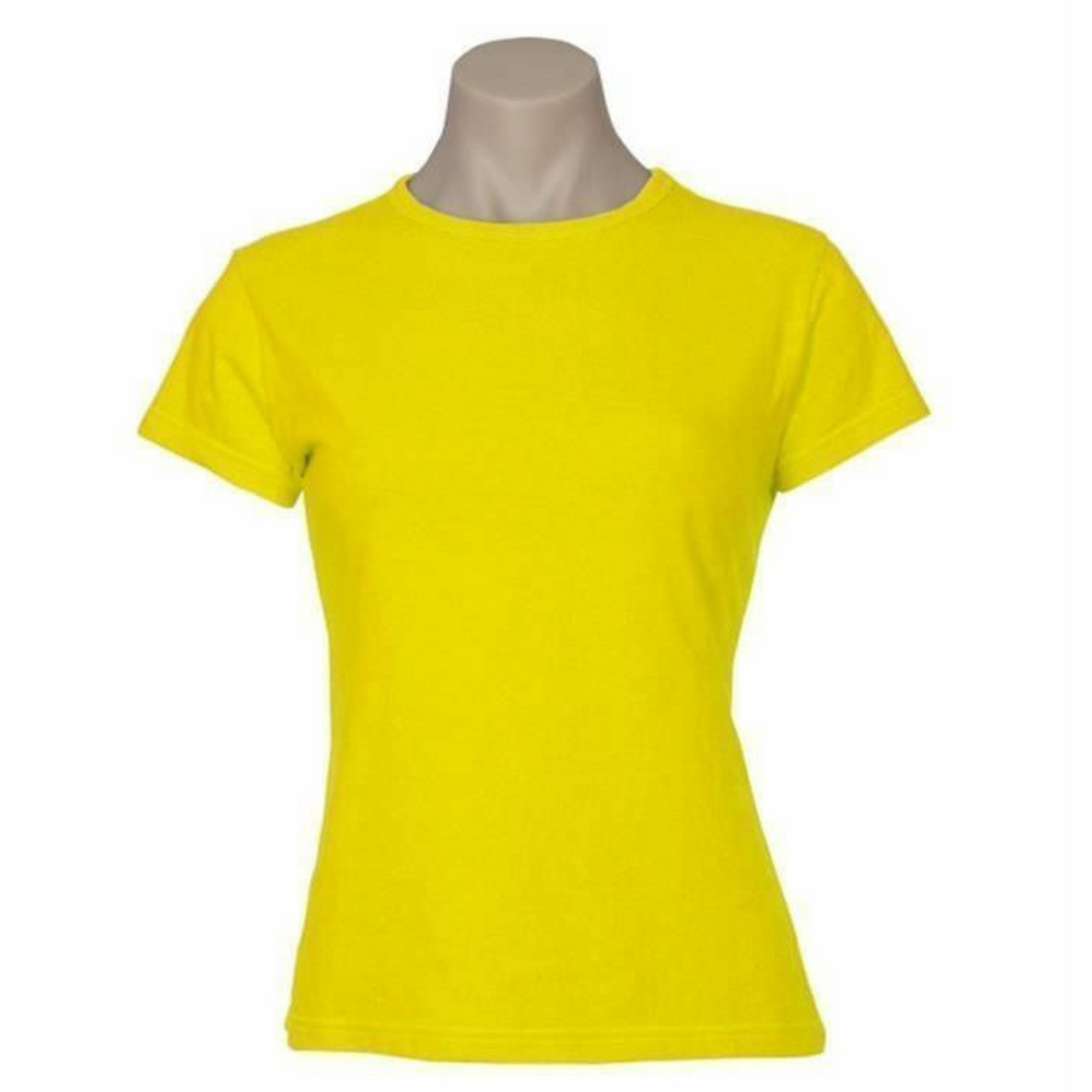 3x Womens 100% Cotton T-Shirt Plain Basic Tee Casual Top in Yellow