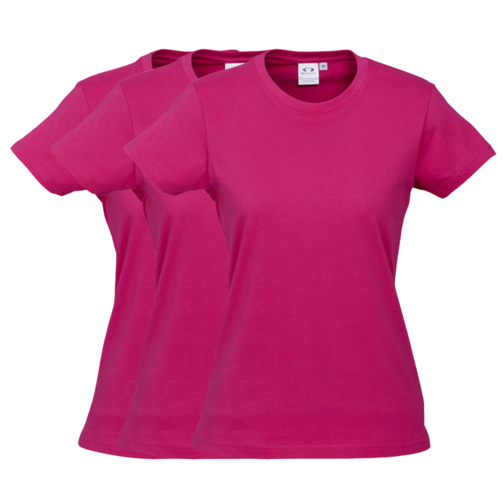 3x Womens 100% Cotton T-Shirt Plain Basic Tee Casual Top in Magenta Pink