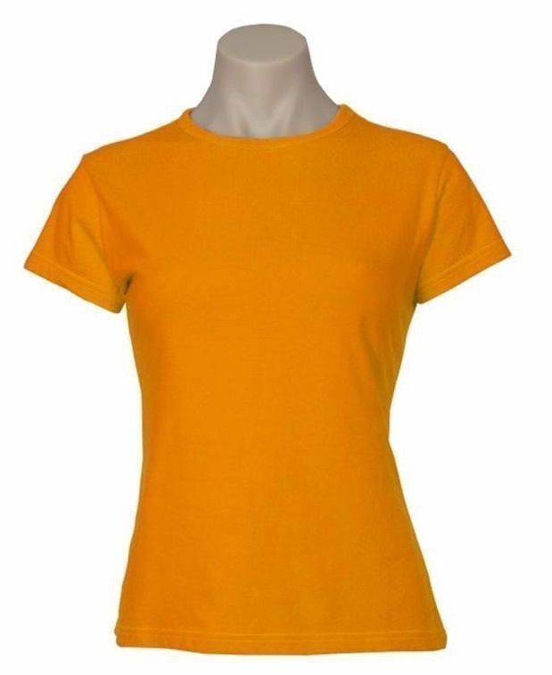 5x Womens 100% Cotton T-Shirt Plain Basic Tee Casual Top in Orange