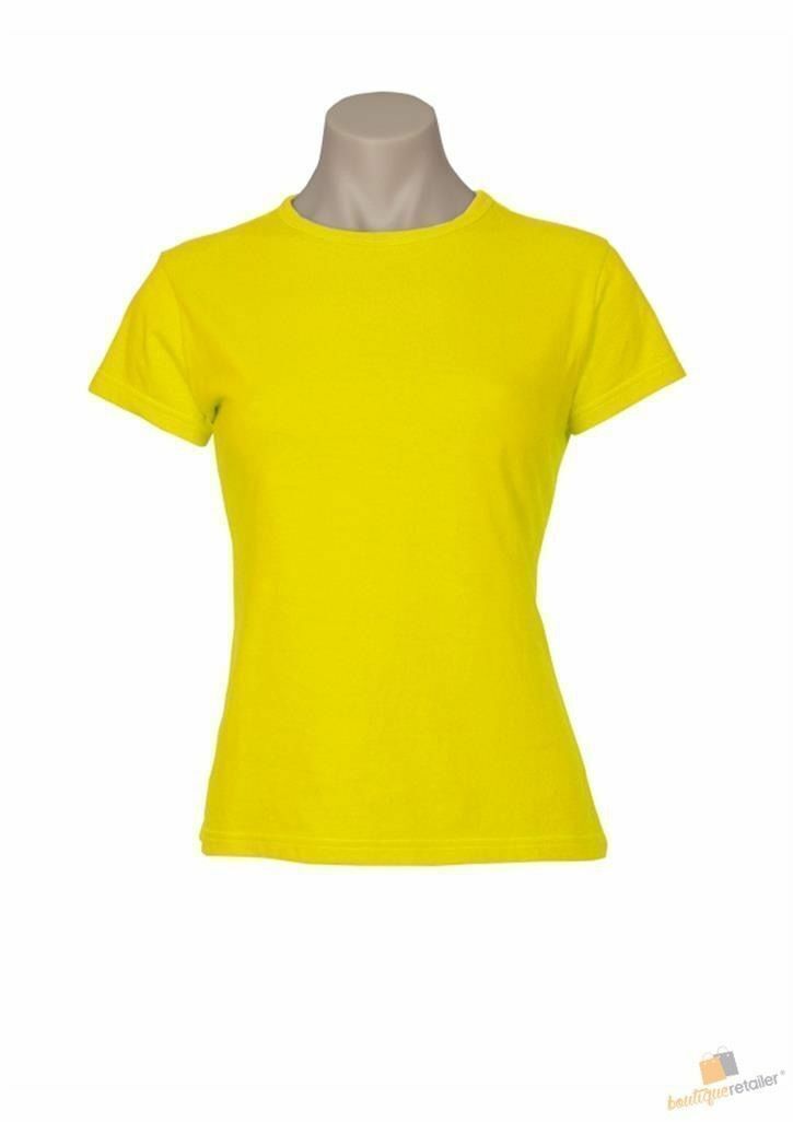 5x Womens 100% Cotton T-Shirt Plain Basic Tee Casual Top in Yellow