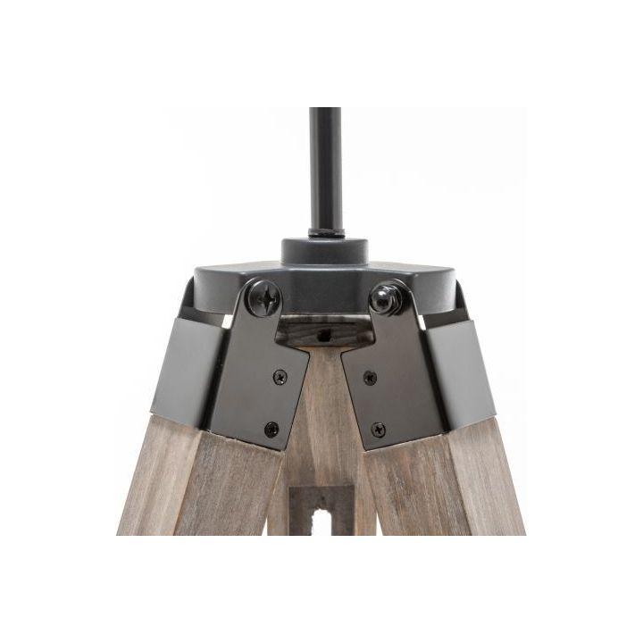 LARGE TRIPOD FLOOR LAMP Linen Shade Modern Light Retro Vintage Wooden