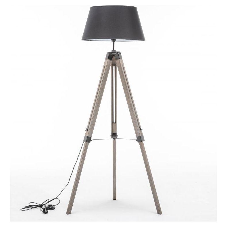 LARGE TRIPOD FLOOR LAMP Linen Shade Modern Light Retro Vintage Wooden