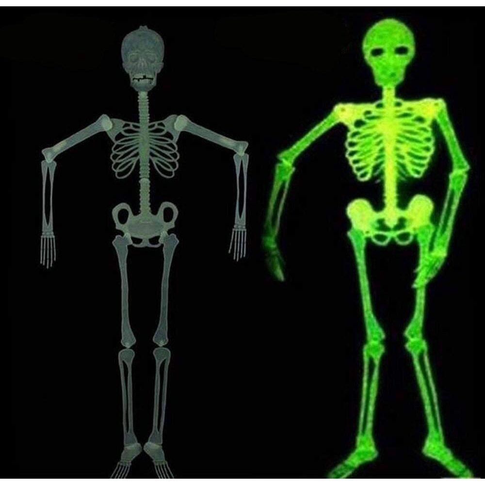 90cm Glow in The Dark Skeleton Halloween Plastic Hanging Scary Spooky Decoration - White - One-Size