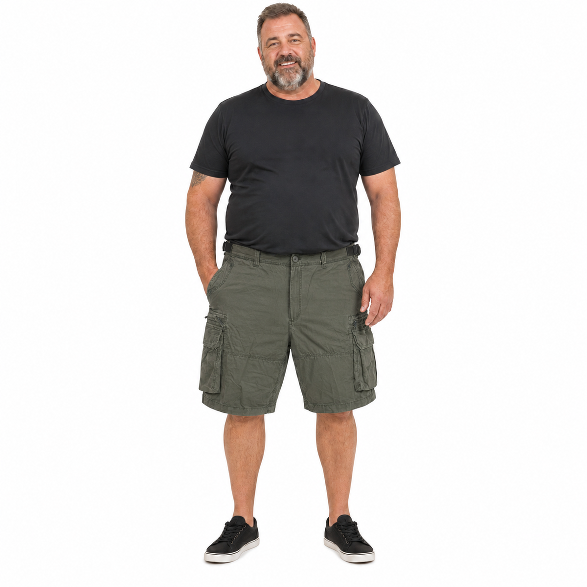 Deluxe CARGO SHORTS Heavy Duty Summer 100% COTTON - Khaki Green