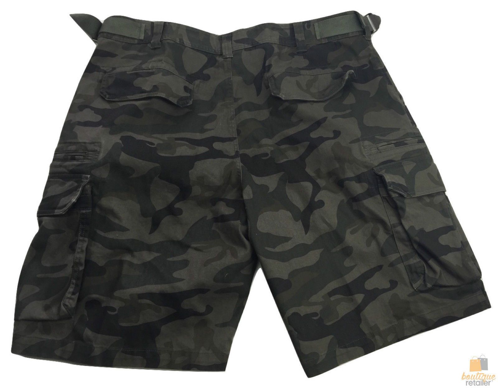 Deluxe Heavy Duty CARGO SHORTS 100% COTTON Drill Summer Work Adjustable - Dark Camouflage - 32""