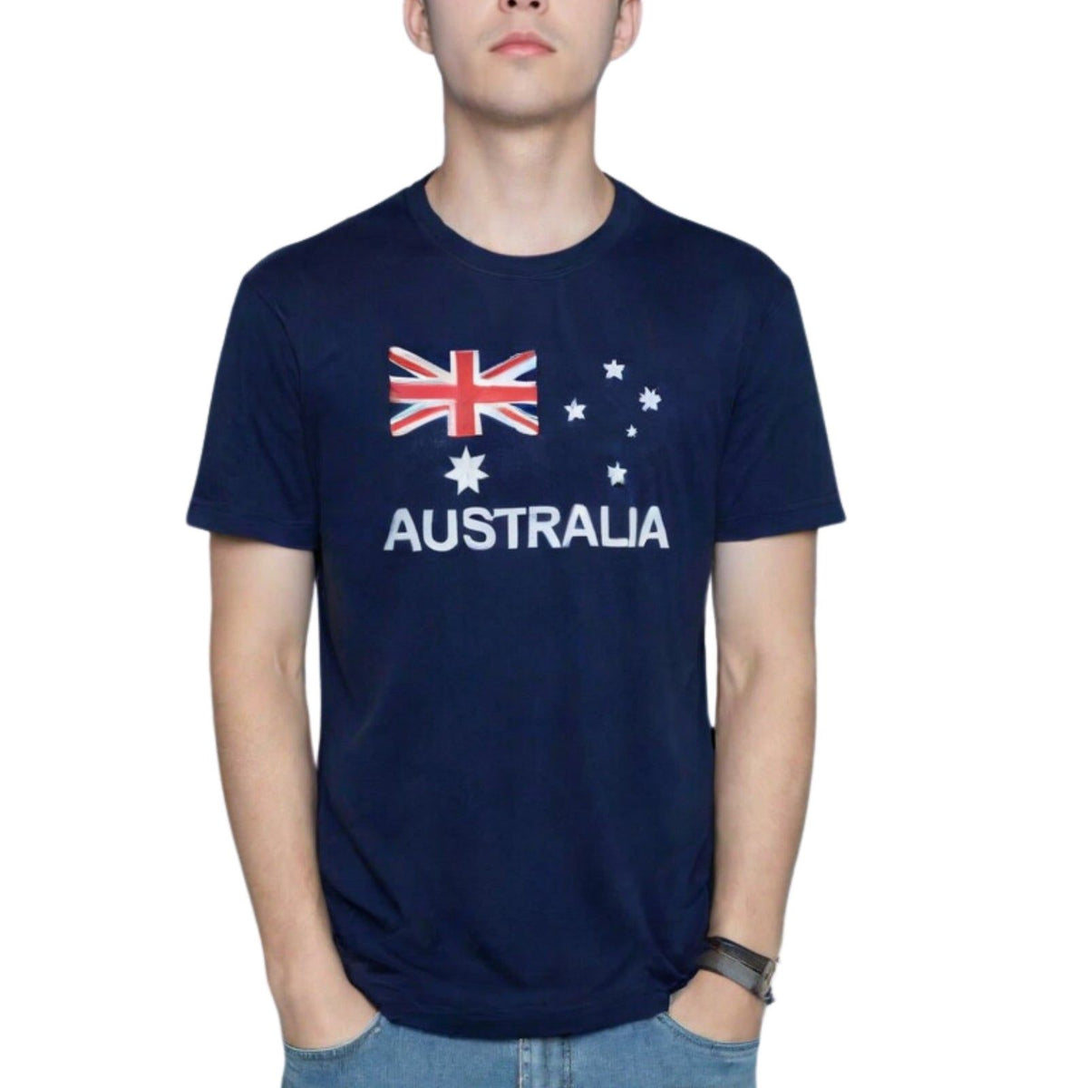 Adult AUSTRALIAN T Shirt Australia Day 100% COTTON Souvenir Tee Top Flag - Blue - XX-Large