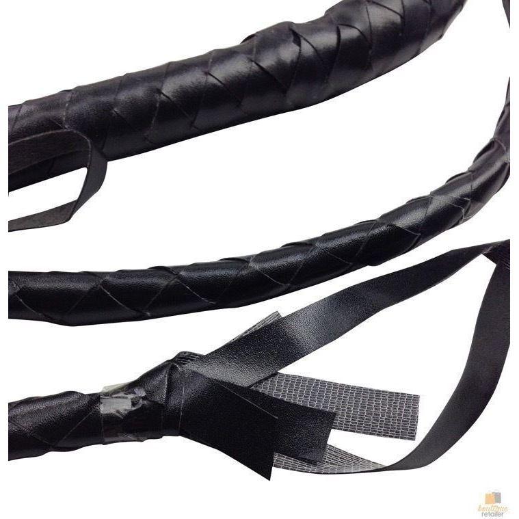 BLACK WHIP Faux Leather Costume Party 180cm Riding Cowboy Fancy Dress