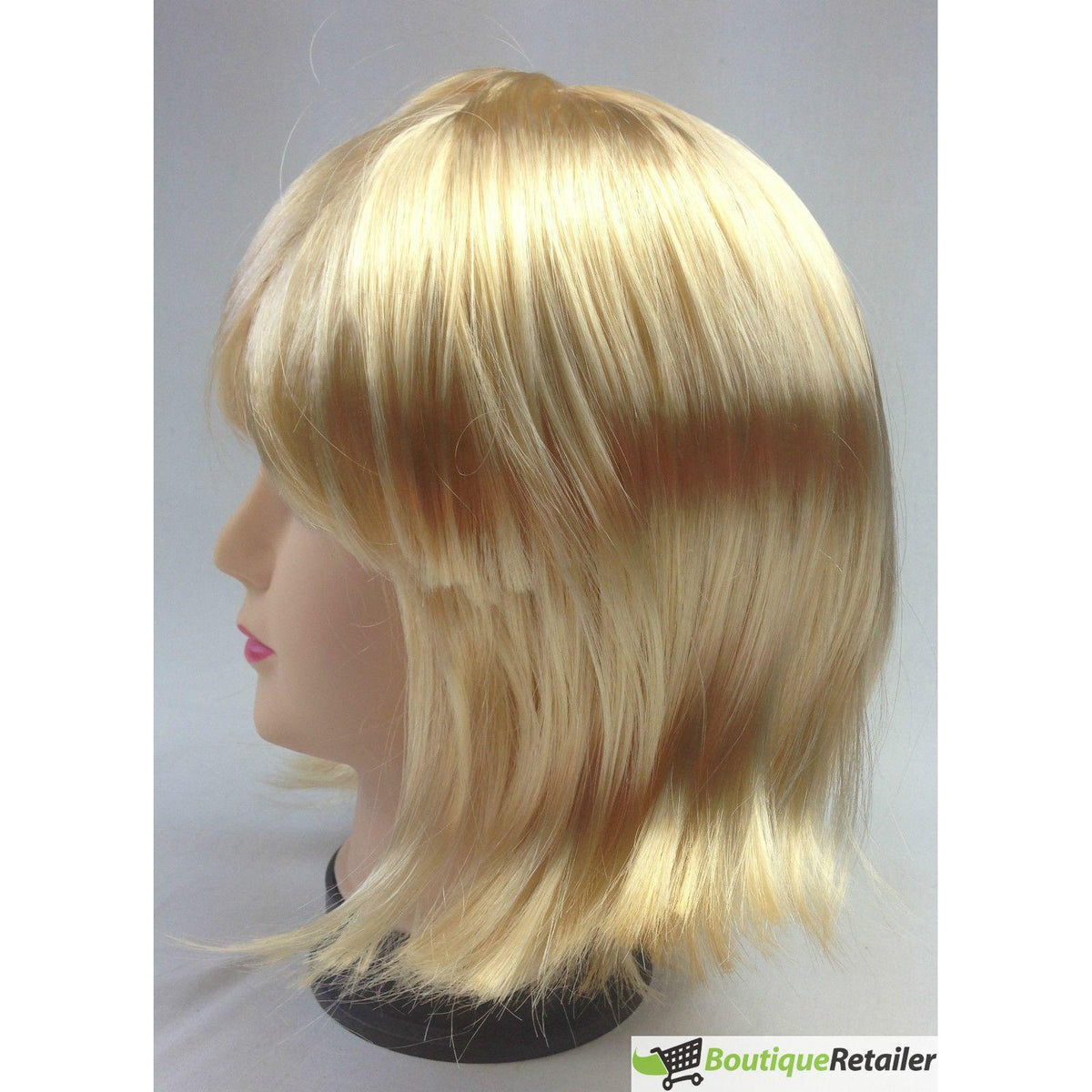 Bob Wig Costume Short Straight Fringe Cosplay Party Full Hair Womens Fancy Dress - Blonde
