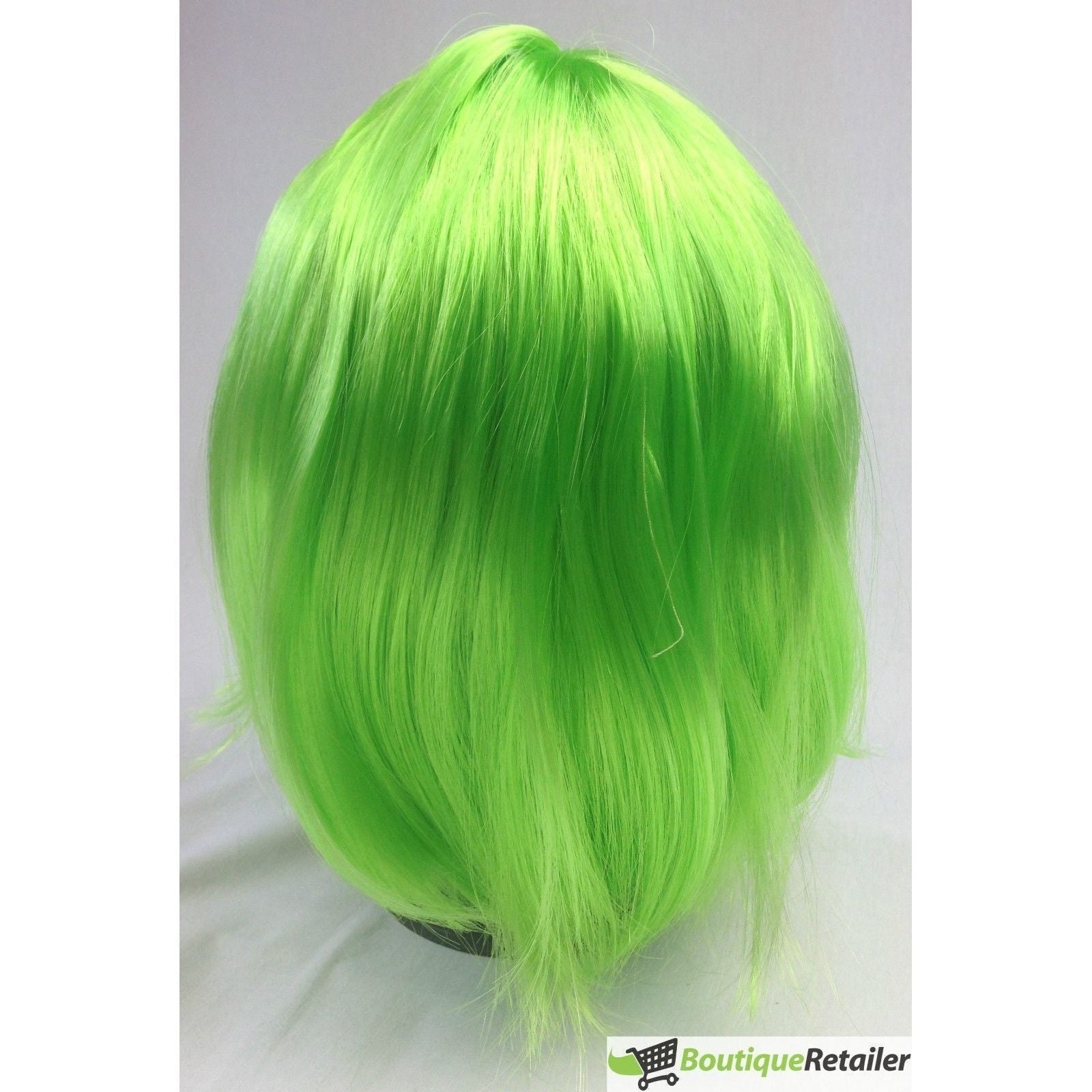 Bob Wig Costume Short Straight Fringe Cosplay Party Full Hair Womens Fancy Dress - Green