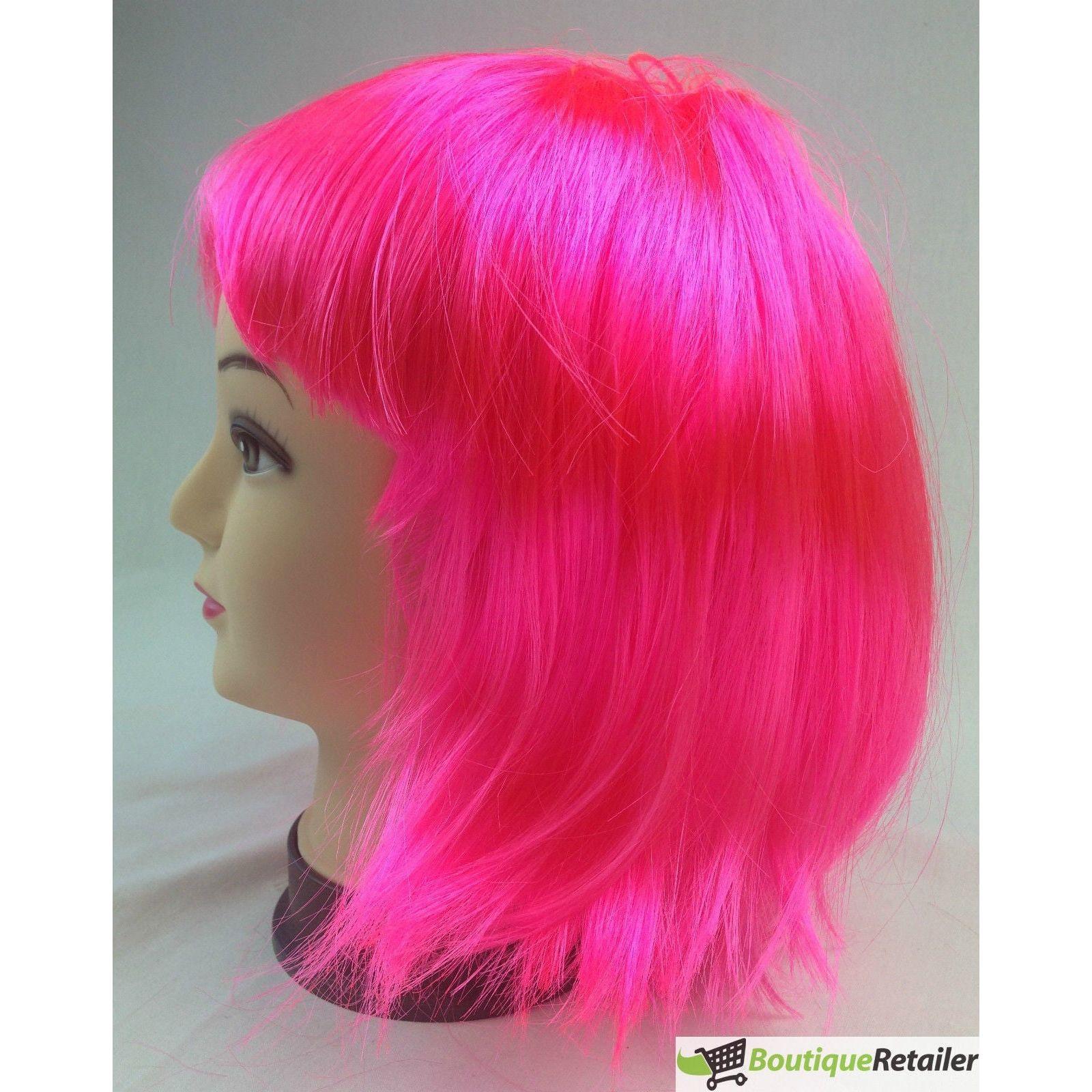 Bob Wig Costume Short Straight Fringe Cosplay Party Full Hair Womens Fancy Dress - Hot Pink