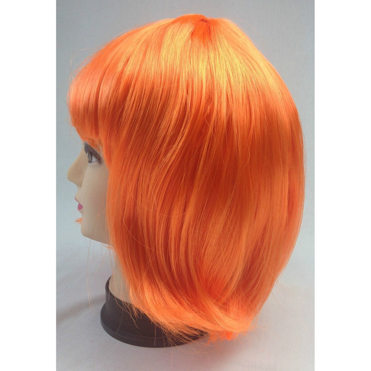 Bob Wig Costume Short Straight Fringe Cosplay Party Full Hair Womens Fancy Dress - Orange