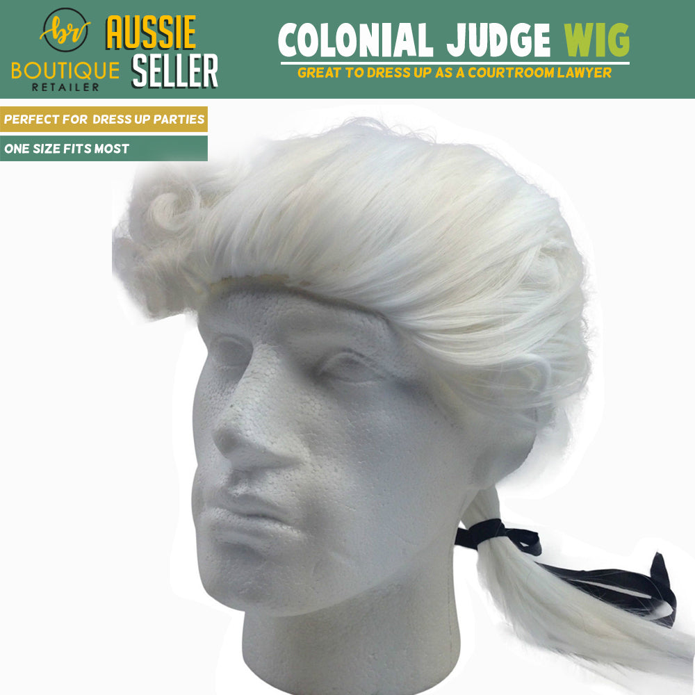 Colonial Wig Judge White Costume Halloween Party Fancy Royal Lawyer Dress