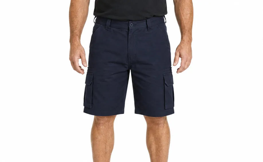 Mens CARGO SHORTS All Sizes 100% COTTON Drill Heavy Work Tradie Military - Navy