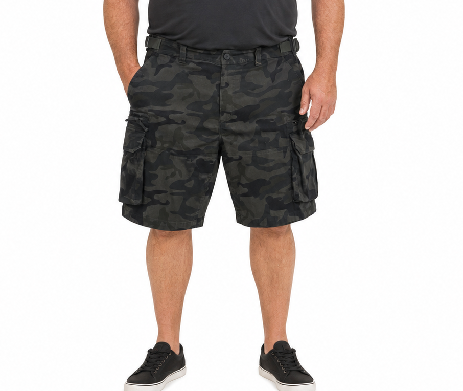 Deluxe PLUS SIZE CARGO SHORTS Heavy Duty Big Sizes 100% COTTON Drill Summer - Camo