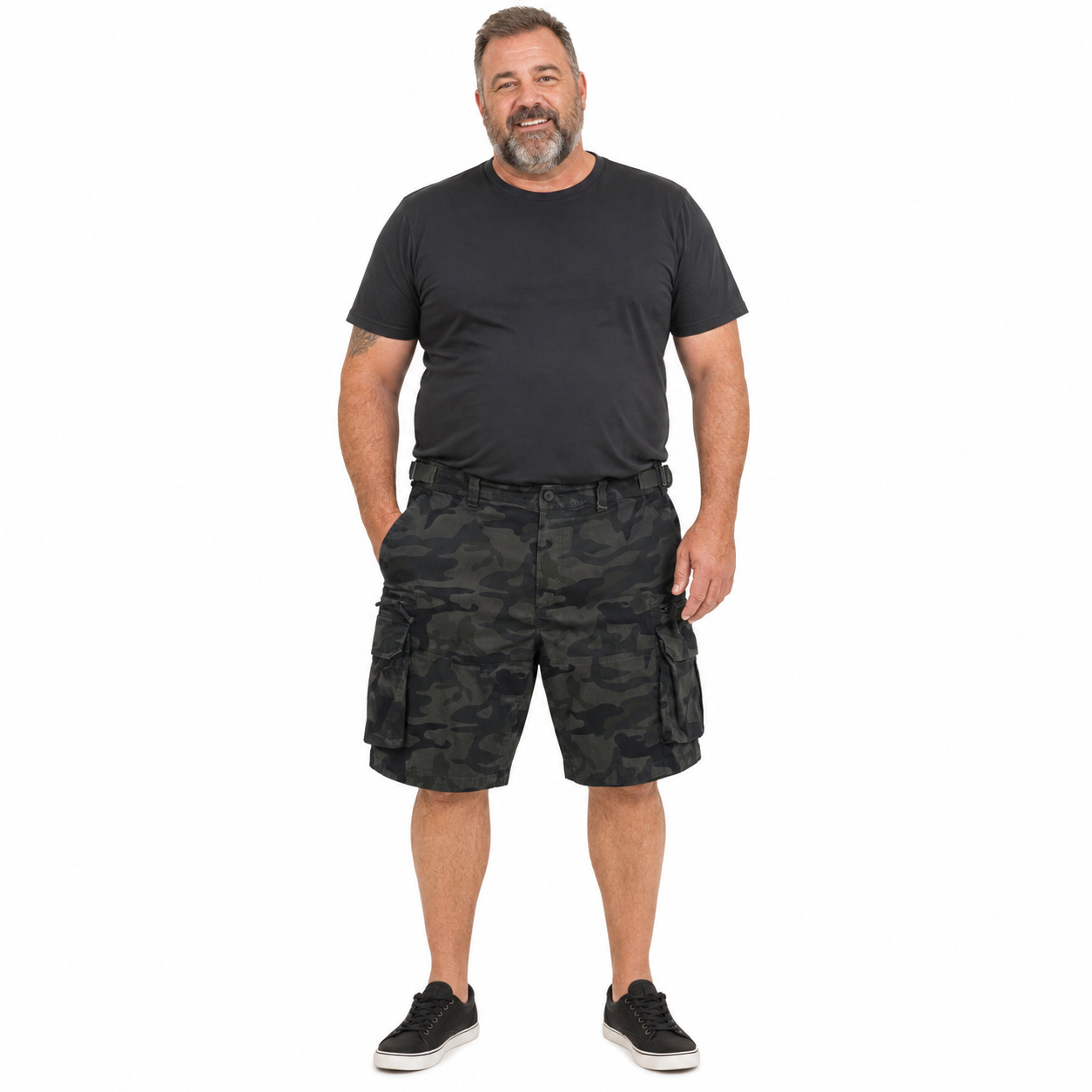 Deluxe PLUS SIZE CARGO SHORTS Heavy Duty Big Sizes 100% COTTON Drill Summer - Camo
