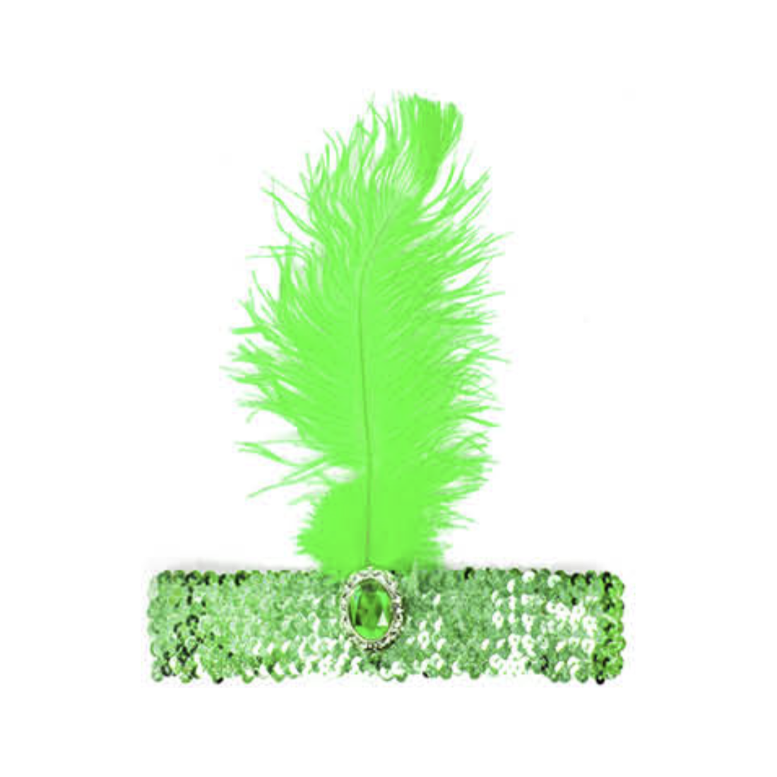 1920s FLAPPER HEADBAND Headpiece Feather Sequin Charleston Costume Gatsby Dance - Green