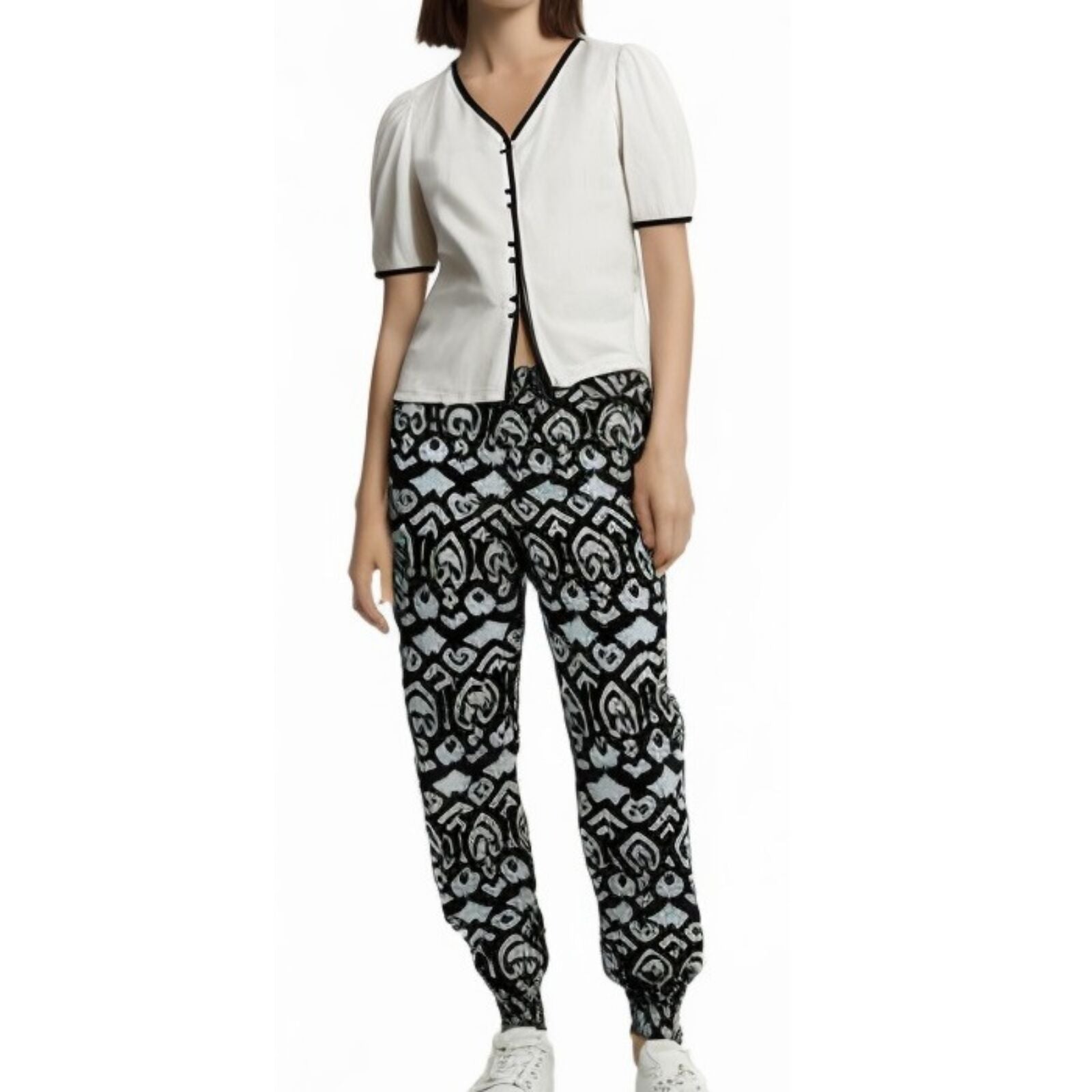 Womens Plus Size Baggy Harem Pants Bohemian Big & Tall Trousers in Black