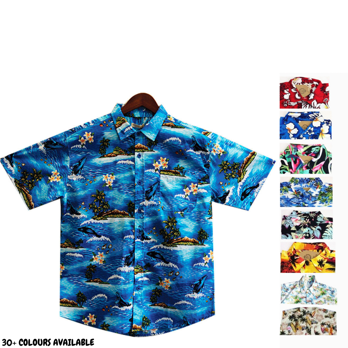 Mens Oahu Hawaiian Party Shirt Button Hippie Tops Short Sleeve Beach Holiday - Cars (0510)