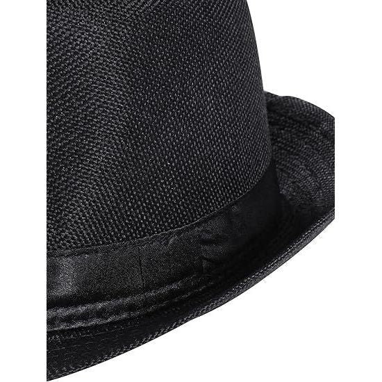 CLASSIC TRILBY HAT Fedora Cap Costume Gangster - Black- One Size (58cm)