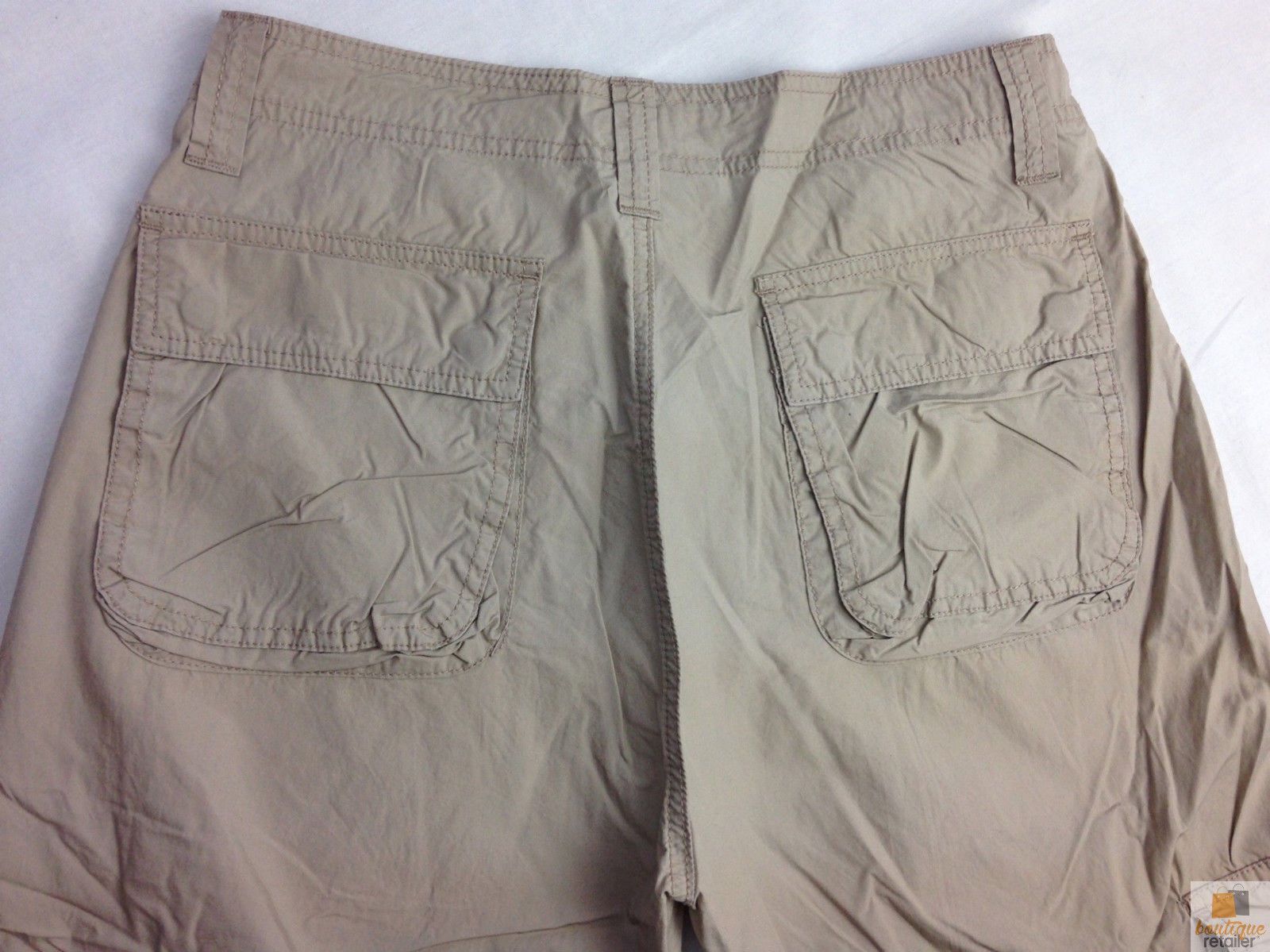 Mens 3/4 CARGO SHORTS Long Pants 100% COTTON Army Military Combat Summer - Beige/Khaki