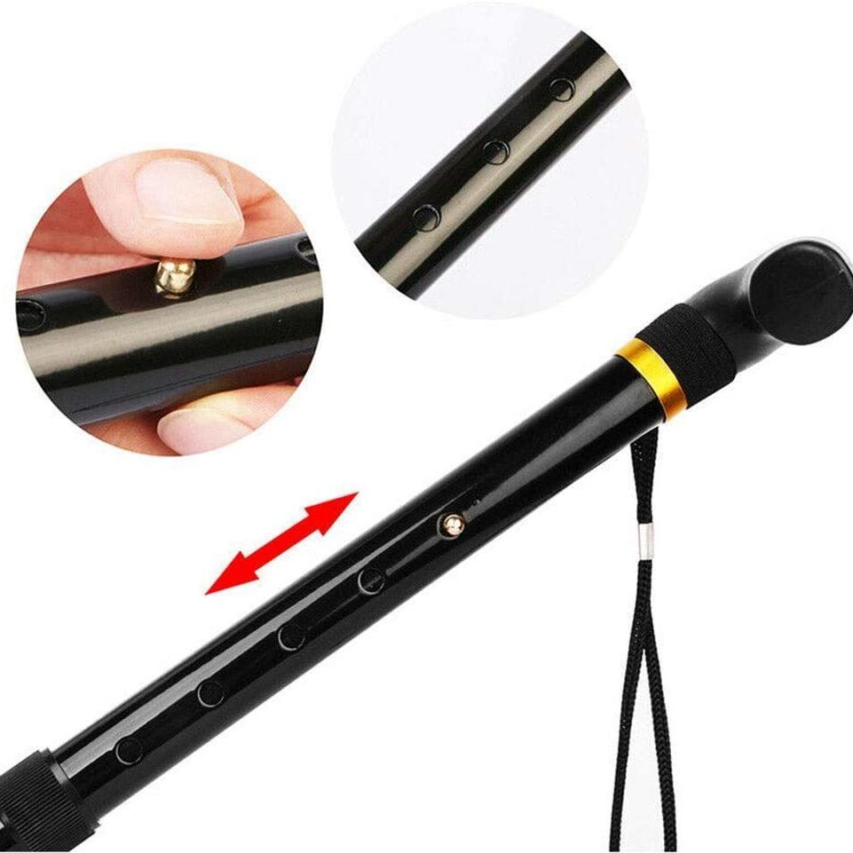 Adjustable Metal WALKING STICK Travel Cane Folding Pole Compact Retractable Hike - Silver