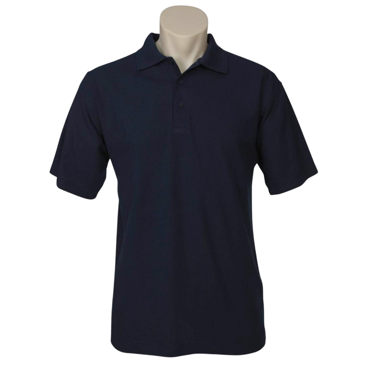 Mens Polo Top Shirt Casual Short Sleeve Pique Knit Basic T-Shirt - Navy Blue - S
