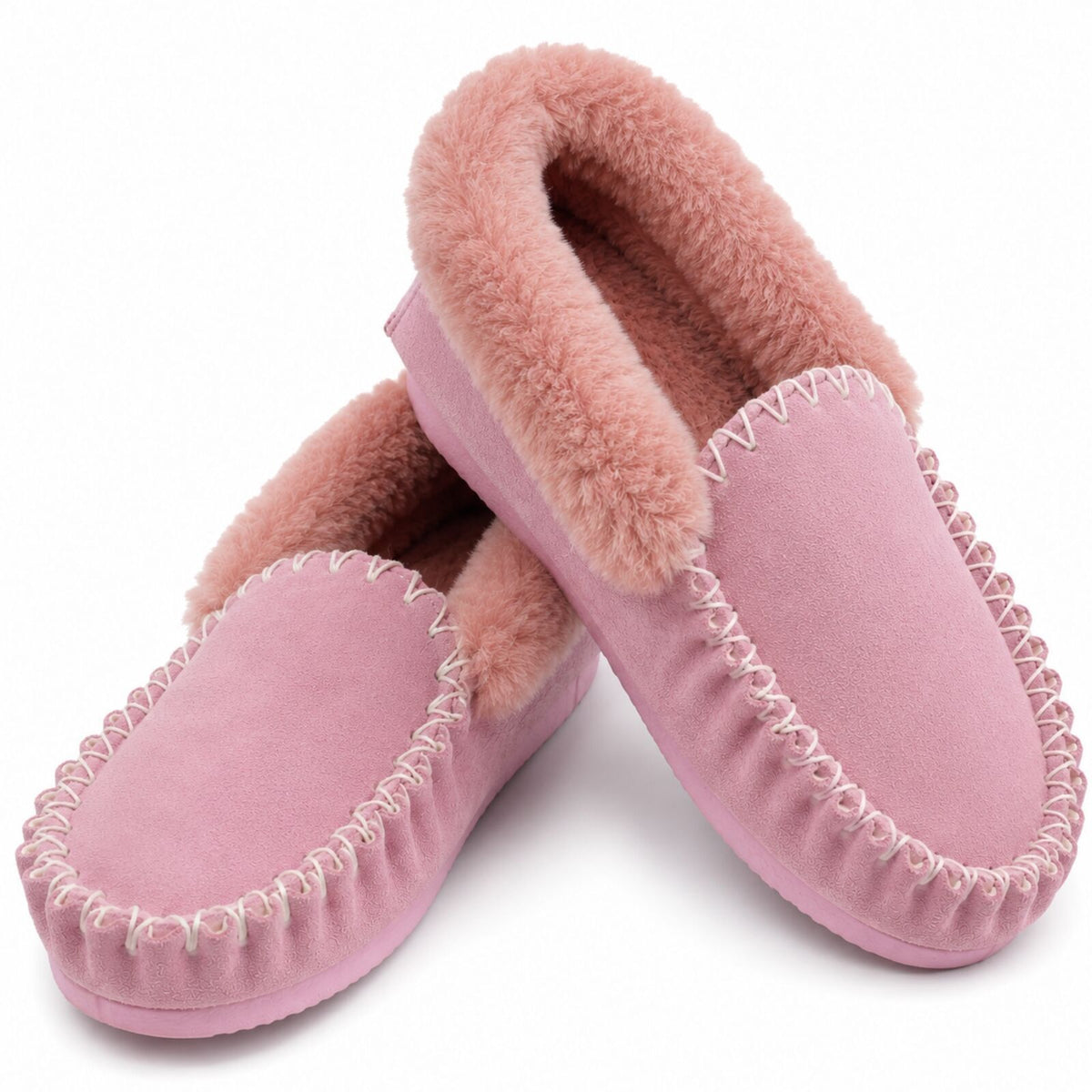 Sheepskin Merino Wool Moccasin Slippers Genuine UGG Slip On - Pink