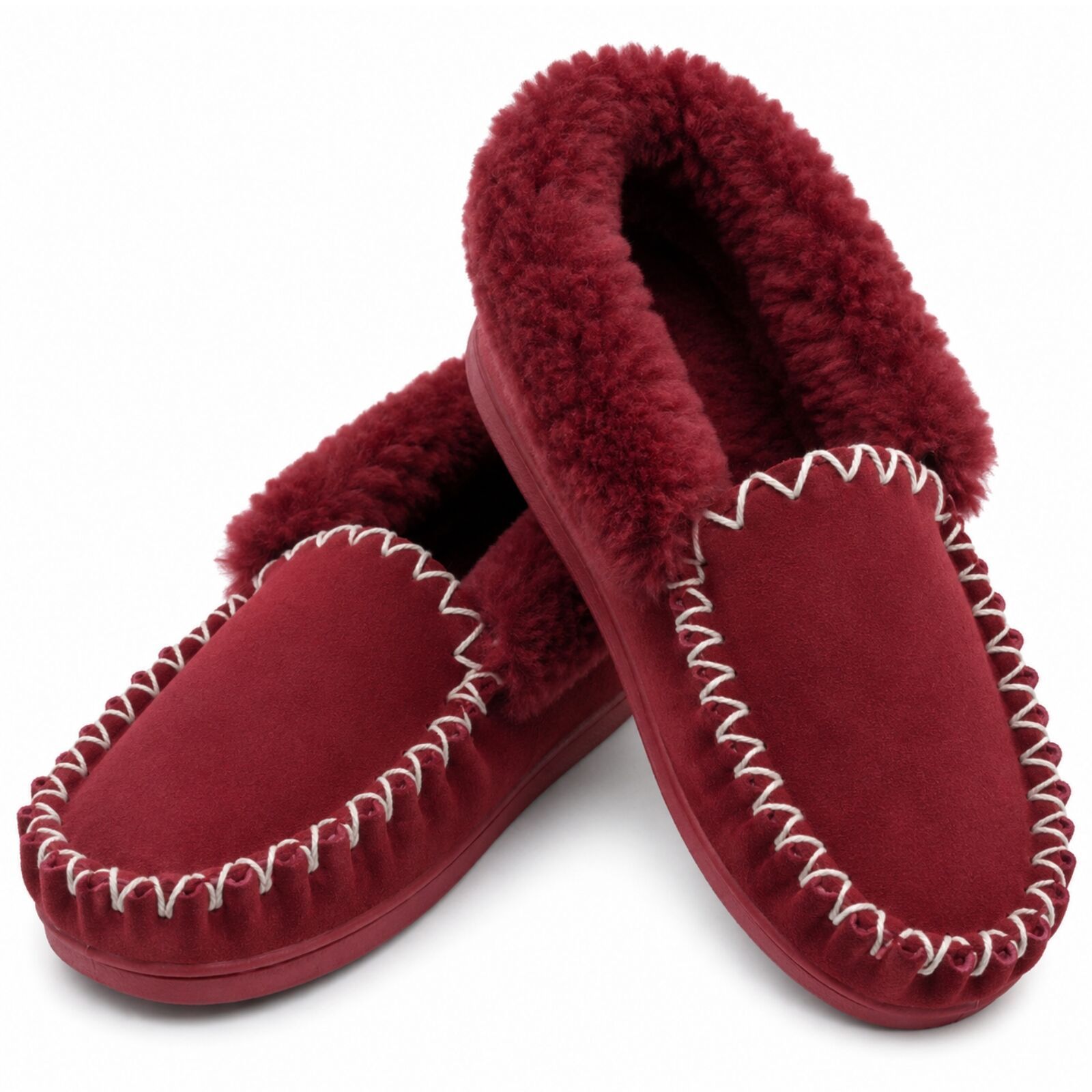 Sheepskin Merino Wool Moccasin Slippers Genuine UGG Slip On - Red
