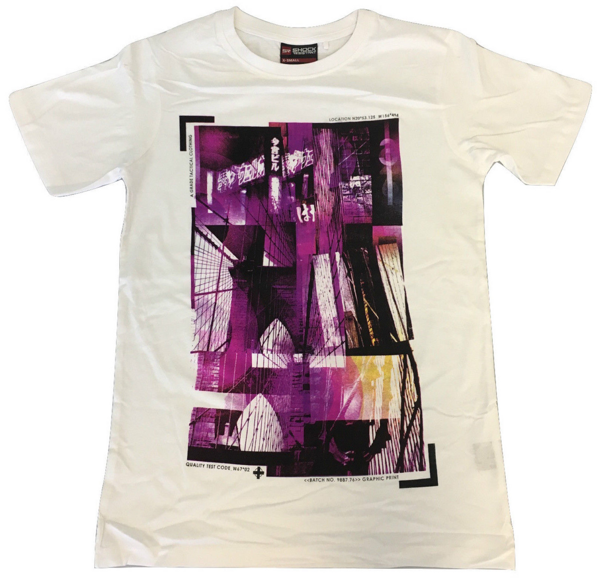 100% Cotton T-Shirt with Print Design Slim Fit Basic Tee Top in White